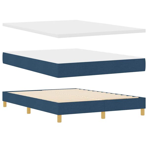 vidaXL Boxspringbett mit Matratze mit Kopfteil Blau 140 x 200 cm Stoff