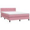 vidaXL Boxspringbett mit Matratze & LED Rosa 160x210 cm Samt