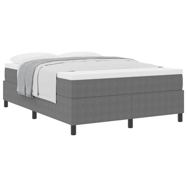 vidaXL Boxspringbett Hellgrau und Weiß 140 x 190 cm Cordstoff