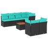 vidaXL 8-tlg. Garten-Sofagarnitur mit Kissen Schwarz Poly Rattan