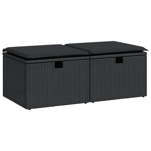 vidaXL 2-tlg. Garten-Sofagarnitur mit Kissen Schwarz Poly Rattan