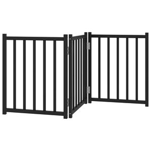 vidaXL 3-tlg. Hundetor Faltbar Schwarz 150 cm Massivholz Tanne