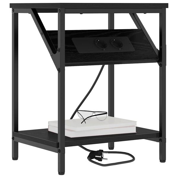 vidaXL Nachttisch Schwarz Eichen-Optik 38 x 30 x 48 cm Holzwerkstoff