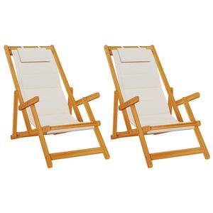 vidaXL Liegestuhl mit Kissen 2 pcs Braun Massivholz Akazie