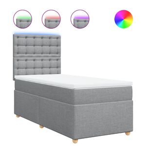 vidaXL Boxspringbett mit Matratze Hellgrau 80x200 cm Stoff