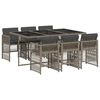 vidaXL 7-tlg. Garten-Essgruppe mit Kissen Grau Poly Rattan