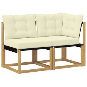 vidaXL Outdoor Mittel- und Ecksofa mit Kissen 2 St&uuml;ck Wei&szlig;