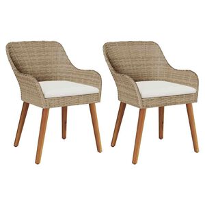 vidaXL Gartenstuhl 2 pcs Beige 62,5 x 55 x 82 cm Poly-Rattan