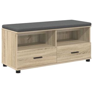 vidaXL Flurbank mit Kissen mit Regal Sonoma-Eiche 100 x 38 x 46 cm