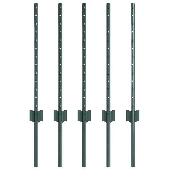 vidaXL Zaunpfosten 5 pcs Gr&uuml;n 100 cm Stahl