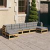 vidaXL 7-tlg. Garten-Lounge-Set mit Kissen Massivholz Kiefer