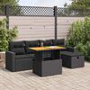 vidaXL 6-tlg. Garten-Sofagarnitur mit Kissen Schwarz Poly Rattan