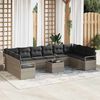 vidaXL Sofa Set mit Kissen 11 pcs Hellgrau Poly Rattan