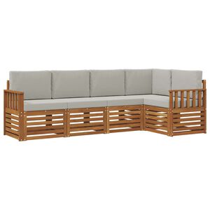 vidaXL Ecksofa Set 5 pcs Nat&uuml;rlich und Hellgrau Massivholz Akazie