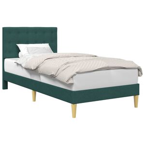 vidaXL Bettrahmen mit Kopfteil Dunkelgr&uuml;n 100 x 200 cm Stoff