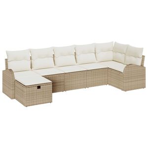 vidaXL Sofa Set mit Kissen mit Speicher Beige und Creme Poly-Rattan