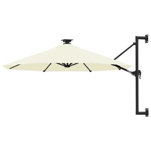 vidaXL Sonnenschirm zur Wandmontage mit LEDs 300 cm Sandwei&szlig;