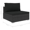 vidaXL 4-tlg. Garten-Lounge-Set mit Auflagen Poly Rattan Schwarz