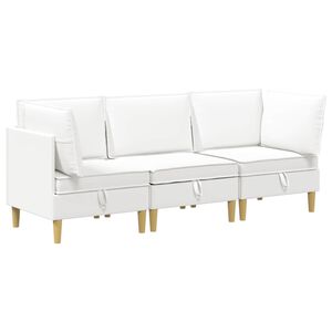 vidaXL Modular Sofa Set mit Stauraum 3 stk. Wei&szlig; Stoff