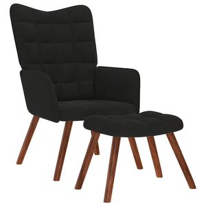 vidaXL Relaxsessel mit Hocker Schwarzer Samt