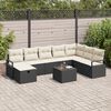 vidaXL Sofa Set mit Kissen 9 pcs Schwarz und Creme Poly-Rattan