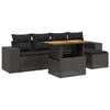 vidaXL 6-tlg. Garten-Sofagarnitur mit Kissen Schwarz Poly Rattan