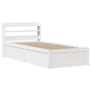 vidaXL Massivholzbett mit Kopfteil Wei&szlig; 75x190 cm Kiefer