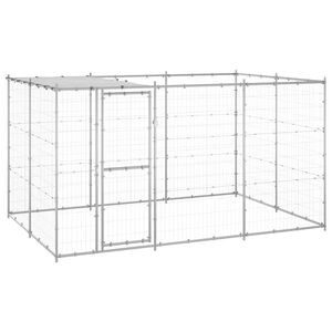 vidaXL Outdoor-Hundezwinger mit &Uuml;berdachung Verzinkter Stahl 7,26 m&sup2;