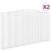 vidaXL Gabionen mit Hochbogen 2 Stk. 400x30x220/240cm Verzinktes Eisen