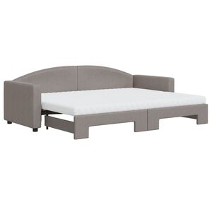 vidaXL Tagesbett Ausziehbar mit Matratzen Taupe 80x200 cm Stoff