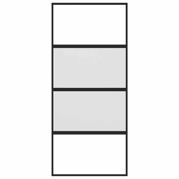 vidaXL Schiebetür Schwarz 90x205 cm Hartglas und Aluminium