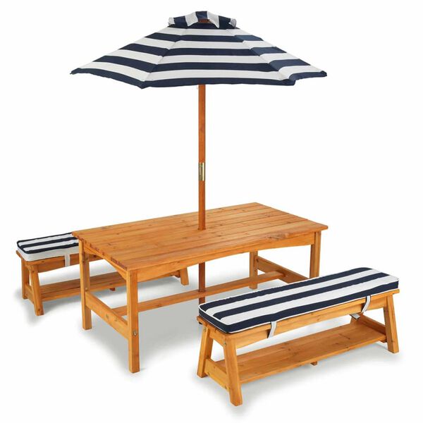KidKraft Gartentischset mit Bank f&uuml;r Kinder Marineblau Holz 00106
