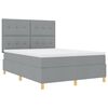 vidaXL LED Boxspringbett mit Matratze Hellgrau 160 x 200 cm Stoff