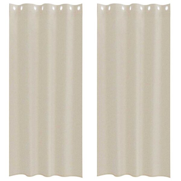 vidaXL Voile-Vorhang mit Vorhängen 2 pcs Sand 225 x 140 cm Polyester