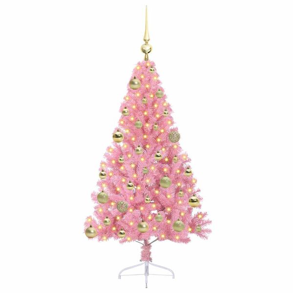 vidaXL K&uuml;nstlicher vorbeleuchteter Weihnachtsbaum Rosa 120 cm PVC