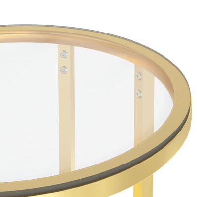 vidaXL Beistelltisch Golden und Transparent 45 cm Hartglas