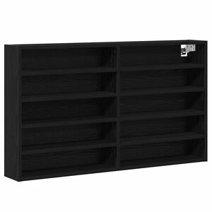 vidaXL Vitrine Schwarz Eichen-Optik 100 x 15 x 58 cm Holzwerkstoff