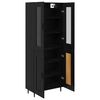 vidaXL Highboard 2 pcs Schwarz Eichen-Optik Engineered Wood und Glas