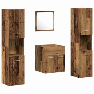 vidaXL Badezimmerm&ouml;bel-Set Wandmontiert 4 pcs Altholz Holzwerkstoff