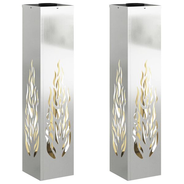 vidaXL Solar LED Weg Licht 2 pcs Silber Galvanisiertes Stahl