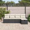 vidaXL Garten-Sofa-Set mit Kissen 5 pcs Schwarz Poly Rattan