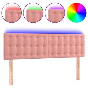 vidaXL LED Kopfteil Rosa 144x5x78/88 cm Samt