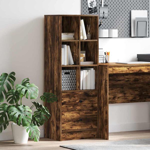 vidaXL Highboard mit Schubladen Ger&auml;ucherte Eiche 45,5 x 34 x 127 cm