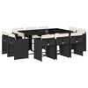 vidaXL 11-tlg. Garten-Essgruppe mit Kissen Schwarz Poly Rattan