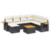 vidaXL 8-tlg. Garten-Sofagarnitur mit Kissen Schwarz Poly Rattan