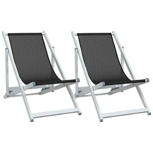 vidaXL Klappst&uuml;hle, 2 St&uuml;ck, schwarzes Aluminium und Textilene