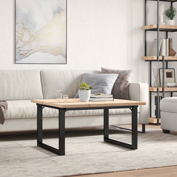 vidaXL Couchtisch O-Gestell 90x90x45,5cm Massivholz Kiefer & Stahl