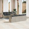vidaXL Gartensofa-set mit Speicher 9 pcs Hellgrau Poly-Rattan