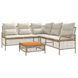 vidaXL 2-tlg. Garten-Sofagarnitur mit Kissen Beige Poly Rattan