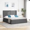 vidaXL Bett mit LED-Lichtleisten Dunkelgrau 180 x 200 cm Stoff
